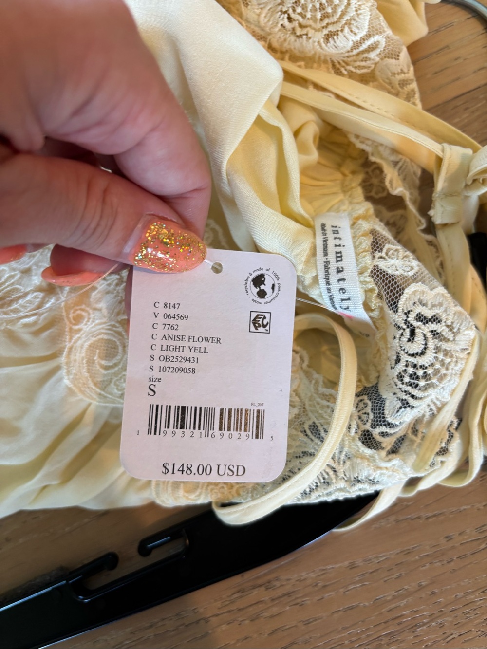 Free People Kiss Me Later Maxi Slip Dress Small Anise Flower Yellow Lace NWT - Picture 13 of 13